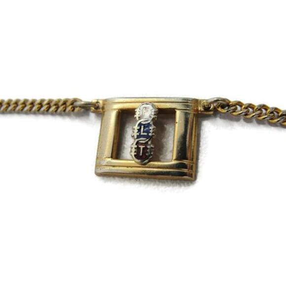 "FLT" Swank Tie Bar Chain Gold Tone Vintage Men Dress Accessories - Picture 3 of 13